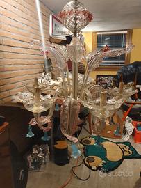 Lampadario vetro soffiato murano anni 50/60
