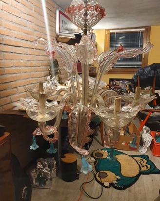Lampadario vetro soffiato murano anni 50/60