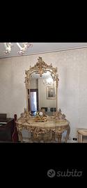 Specchiera Consolle Dorata Barocco Milano 