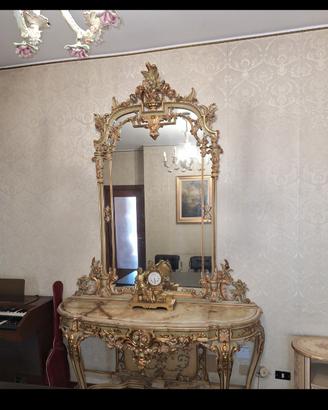 Specchiera Consolle Dorata Barocco Milano 