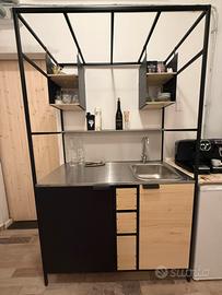 Cucina monoblocco nero/frassino