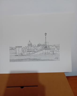 N. 150 stampe in china veduta di Roma da Trinità  