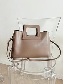 Borsa in vero cuoio color tortora