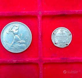 Russia 2 antiche monete argento 1924 e 1913.