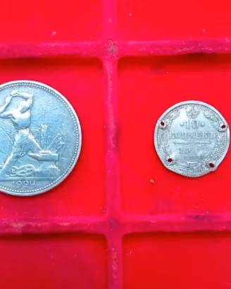 Russia 2 antiche monete argento 1924 e 1913.