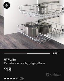 n. 2 cestello scorrevole utrusta x 2 pezzi