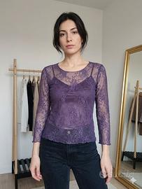 Top in pizzo viola Philosophy Alberta Ferretti