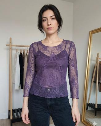 Top in pizzo viola Philosophy Alberta Ferretti