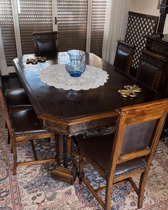 Set tavolo+ 6 sedie in legno massello
