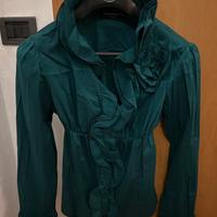 Camicia rouches verde Ottanio Rinascimento