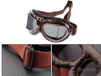 OCCHIALI VINTAGE MOTO CUSTOM CAFE' RACER MARRONE