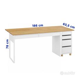 Scrivania + cassettiera reversibile + top rovere