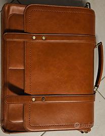 borsa porta pc in ecopelle marrone unisex