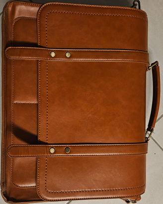 borsa porta pc in ecopelle marrone unisex