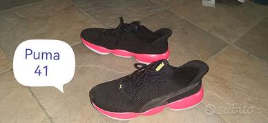 Scarpe sneakers puma nero corallo