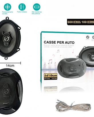 ALTOPARLANTI AUTO DA 600W OVALI COPPIA CASSE AUTO