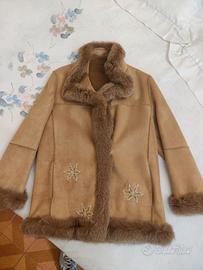 Giacca Montone Shearling vintage marrone cammello