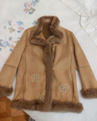 Giacca Montone Shearling vintage marrone cammello