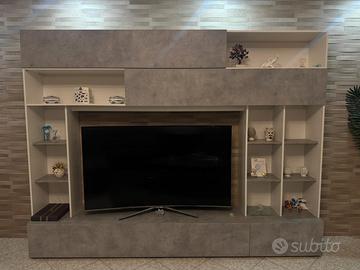 parete attrezzata colore cemento/ tortora