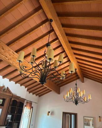 Due lampadari per soffitti alti e 9 applique