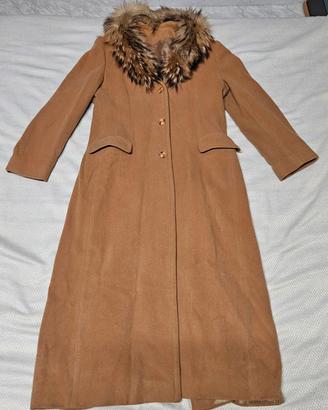 Cappotto donna color cammello con pelliccia