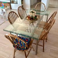 Tavolo da pranzo (vetro tempraro e acciaio inox)