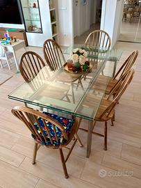 Tavolo da pranzo (vetro tempraro e acciaio inox)