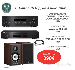 NIPPER AUDIO CLUB COMBO: AMPLI+CD+DIFFUSORI+CAVI