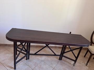 Tavolo consolle apribile, rattan e midollino