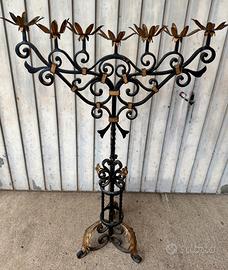 Candelabro porta lumini ferro battuto