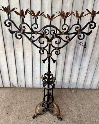 Candelabro porta lumini ferro battuto