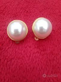 Orecchini vintage argento dorato e perla sintetica