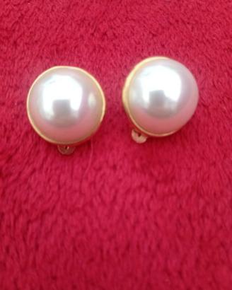 Orecchini vintage argento dorato e perla sintetica