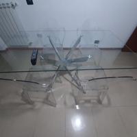 tavolo in vetro più 4 sedie come nuve