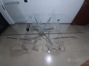 tavolo in vetro più 4 sedie come nuve