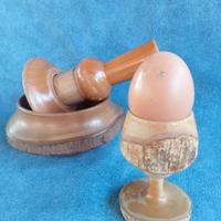 lotto di 2 sculture artigianali in legno vintage 