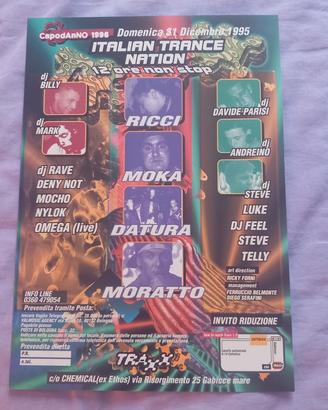 flyer discoteca trax.x project ultimo dell anno 95