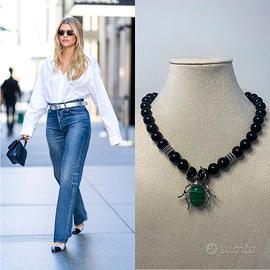 Collana con Onice Nera e Malachite