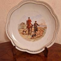 Piatto Porcellana Decorativo "Caccia a cavallo "