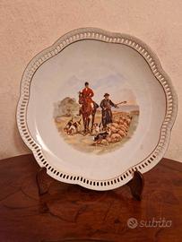 Piatto Porcellana Decorativo "Caccia a cavallo "