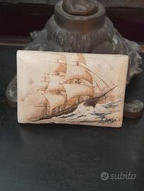 Placca Vintage in Ceramica Berger Veliero mare