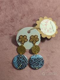 orecchini in legno e carta da origami giapponese 