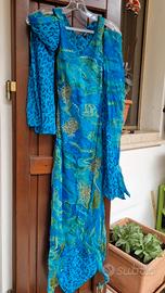 abito cerimonia TG S fantasia turchese maculato  t