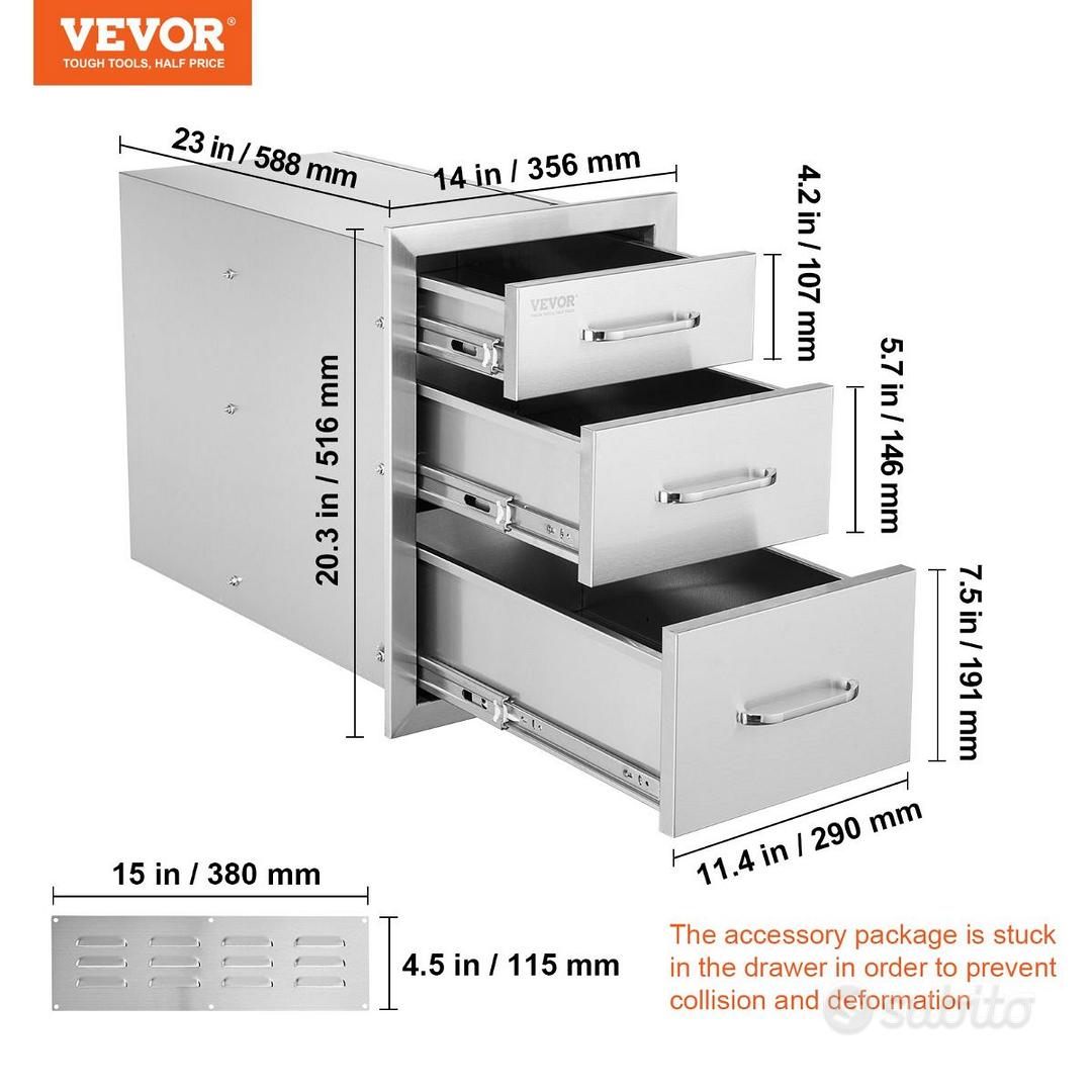 VEVOR VEVOR Cassetto con Guida Scorrimento Ripiano Triplo in