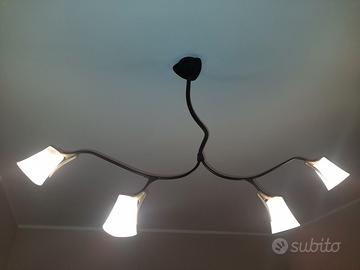 Lampadario e applique ferro battuto e vetro