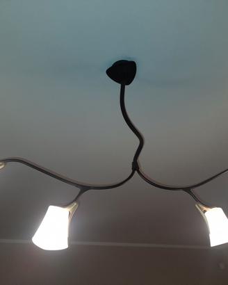Lampadario e applique ferro battuto e vetro
