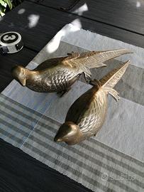 coppia di fagiani in ottone 