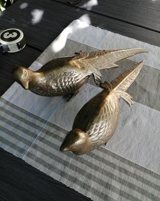 coppia di fagiani in ottone 