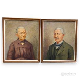 MOSE' TURRI - COPPIA QUADRI RITRATTI BORGHESI