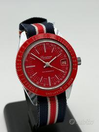 lucerne diver vintage red new nos 37mm swiss made